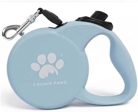 Retractable Dog Leash (Small), 10ft Heavy Duty Nylon Tape for Dogs up to 33 lbs, One-Hand Brake & Lock, Tangle-Free, Compact Lightweight Design, Blue S GC-DAN