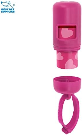 Best Pet Supplies Dog Poop Bag Holder Leash Attachment with Reusable Dispenser for Travel, Walking, Park, and Outdoor Use, Durable with Clip-On - Fuchsia, Pack of 2, Plastic Dispenser w/30 Bags