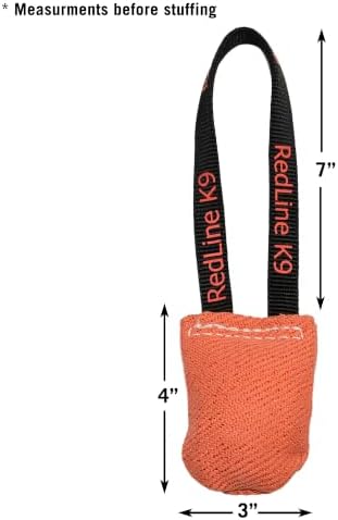 REDLINE K-9 Orange French Linen 3" x 4" 1 Handle Pocket tug Toy Bundle of 2 Dog Tug Toy
