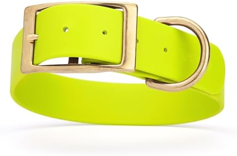 Viper Biothane Heavy Duty Waterproof Dog Collar Strong Coated Nylon Webbing w/Solid Brass Hardware Odor-Proof Easy to Clean High Performance Fits Small Medium or Large Dogs, Safety Yellow