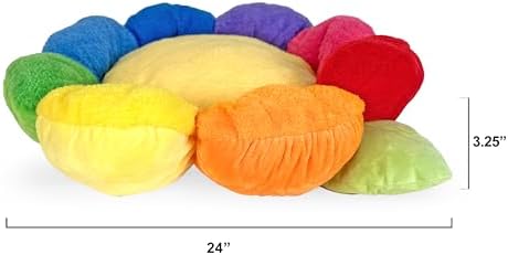 TONBO Soft Plush Small Cute and Cozy Nature Dog Cat Bed, Washer and Dryer Friendly (Rainbow Flower)