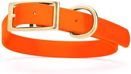 Viper Biothane Heavy Duty Waterproof Dog Collar Strong Coated Nylon Webbing w/Solid Brass Hardware Odor-Proof Easy to Clean High Performance Fits Small Medium or Large Dogs, Hunter Orange