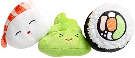Pearhead Sushi Plush Squeaky Dog Toys, Gift Set