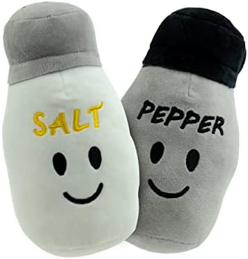 Giftable World Pet Plush Pet Toy Fruits, Cupcakes, Ice Creams, Mug with Squeaker Dog Chew Toy (8" 2 Pcs Salt & Pepper)