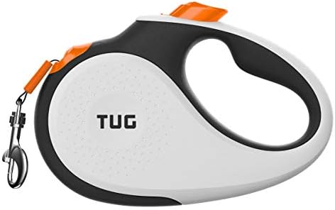 TUG Tiny Retractable Dog Leash, 10 ft (Extra Small, White/Orange)