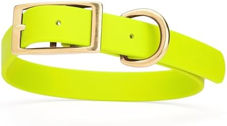 Viper Biothane Heavy Duty Waterproof Dog Collar Strong Coated Nylon Webbing w/Solid Brass Hardware Odor-Proof Easy to Clean High Performance Fits Small Medium or Large Dogs, Safety Yellow