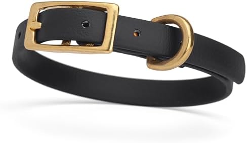 Viper Biothane Heavy Duty Waterproof Dog Collar Strong Coated Nylon Webbing w/Solid Brass Hardware Odor-Proof Easy to Clean High Performance Fits Small Medium or Large Dogs, Black
