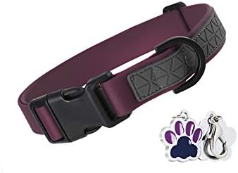 Dog Collar Waterproof Pet Collars,Neck Adjustable Silicone Dog Collar with Strong Coated Webbing and Cute Metal Pendant for Boy Girls Dog Collars S/M/L Sizes