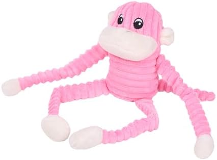 ZippyPaws Crinkle Monkey Squeaky Plush Pet Toy for All Breeds - Small, Pink
