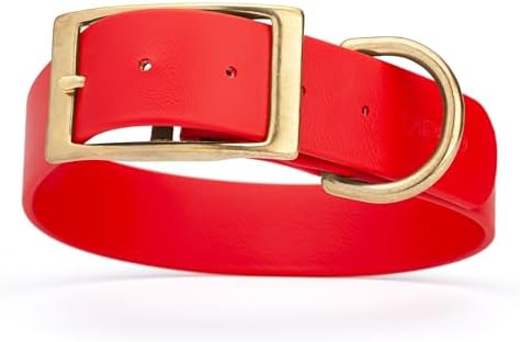 Viper Biothane Heavy Duty Waterproof Dog Collar Strong Coated Nylon Webbing w/Solid Brass Hardware Odor-Proof Easy to Clean High Performance Fits Small Medium or Large Dogs, Cherry Red