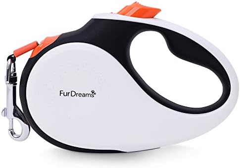 FurDreams Dog Lead - Retractable, Anti-Tangle Nylon Tape Leash Lock Button, Comfortable Handle, Multiple Sizes & Colours - 5m Extendable for Dogs Under Your Control! Heavy Duty Small Up to 15kg