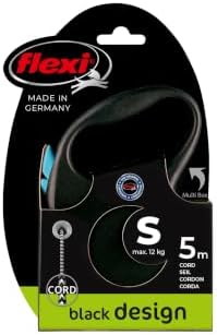 Flexi Black Design Cord Blue Small 5m Retractable Dog Leash/Lead for Dogs up to 12kgs/26lbs
