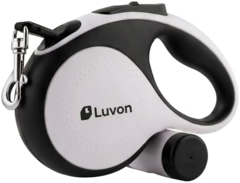 LUVON Retractable Dog Leash – 16ft Tangle-Free Extendable Lead | Ergonomic Handle | Heavy Duty Nylon Tape | Poo Bag Dispenser + 15 Bags Included | Retractable Leash for Medium Large Dogs Up to 66lbs
