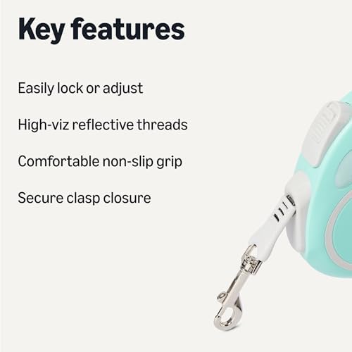 Amazon Basics Retractable Dog Leash with Quick-Lock Function and Non-Slip Grip, M