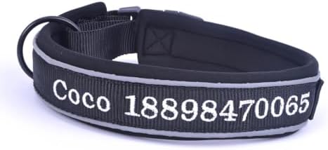 Muka Personalized Dog Collar, Reflective Embroidered Nylon Collars