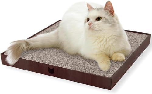 Necoichi Cardboard Cat Scratcher Bed for Indoor Cats - Cat Scratching Board (18" King, b.Dark Cherry Lounge)