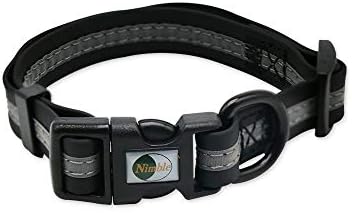 Nimble Reflective Waterproof Dog Collar Adjustable Odor Resistant Easy Clean Pet Collar for Small Medium Large Dogs Night Walking Outdoor Rainy Use (Small (9.45”-14.17”inches), Black)