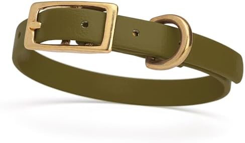 Viper Biothane Heavy Duty Waterproof Dog Collar Strong Coated Nylon Webbing w/Solid Brass Hardware Odor-Proof for Easy Care to Clean High Performance Fits Small Medium or Large Dogs, Olive Drab Green