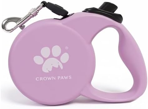 Retractable Dog Leash, 16ft Heavy Duty Nylon Tape for Medium Dogs up to 44 lbs, One-Hand Brake & Lock, Tangle-Free, Ergonomic 3" Large Handle, Lightweight Pink M GC-DAN