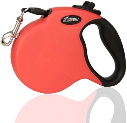 Medium 16 FT Retractable Dog Leash – Adjustable Hands-Free Leash for Dogs Up to 44lbs, Tangle-Free Nylon with Ergonomic Grip for Walking, Training & Outdoor Safety Red M
