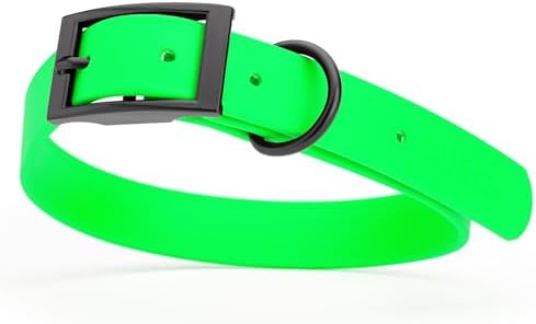 Dogline Biothane Waterproof Dog Collar Strong Coated Nylon Webbing with Black Hardware Odor- Proof for Easy Care Easy to Clean High Performance Fits Small Medium or Large Dogs, Tropical Green
