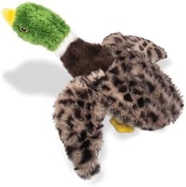 Stuffing-Free Duck Dog Toy, Plush Squeaky Toy with 4 Squeakers and Crinkle Wings, Hollow Body No-Stuffing Design for Small Medium Dogs