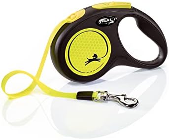 FLEXI® Neon Tape Retractable Dog Leash, Small, 16 ft - Neon Yellow/Black