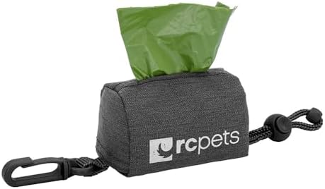 RC Pets P.U.P Bag, Dog Poop Bag Holder with Leash Attachment, Heather Black