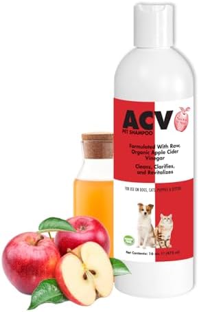 Apple Cider Vinegar Pet Shampoo 16 oz. for Dogs & Cats | Paraben-Free | Biodegradable and Non-Toxic | Made in The USA