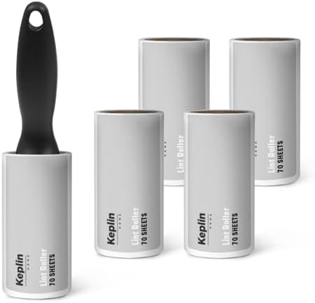 KEPLIN Lint Roller, Pet Hair Remover, 5 Sticky Refill Heads, 350 Sheets