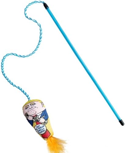 Interactive Cat Toys Donald Trump Toy, Trump Doll Feather Wand Toy, Catnip Toys, Cat Teaser Wand String, Fishing Pole,Kitten Play Exercise Toys,Halloween