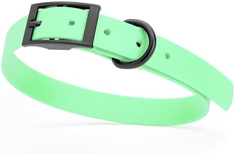 Dogline Biothane Waterproof Dog Collar Strong Coated Nylon Webbing with Black Hardware Odor- Proof for Easy Care Easy to Clean High Performance Fits Small Medium or Large Dogs, Sea Foam Green