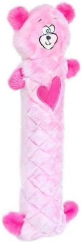 ZippyPaws Jigglerz - Dog Squeaky Toys to Keep Them Busy, Funny Animal Plush for Small, Medium, & Large Dogs, Cute Stuffed Puppy Toy, Pet Product, Gift for All Breeds, Interactive Squeaker - Pink Bear
