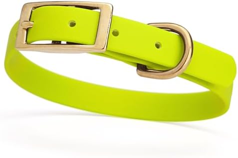 Viper Biothane Heavy Duty Waterproof Dog Collar Strong Coated Nylon Webbing w/Solid Brass Hardware Odor-Proof Easy to Clean High Performance Fits Small Medium or Large Dogs, Safety Yellow