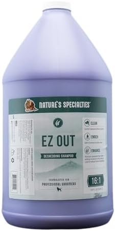 Nature's Specialties EZ Out Deshedding Ultra Concentrated Dog Shampoo for Pets, Makes up to 4 Gallons, Natural Choice for Professional Groomers, Removes Unwanted Hair, Made in USA, 1 Gal