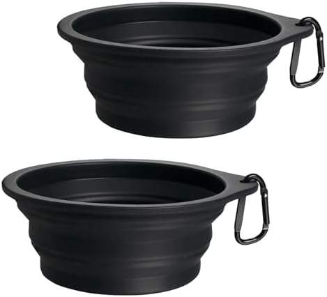 PetBonus 2-Pack Collapsible Dog Bowls, Portable Travel Dog Water Food Bowls