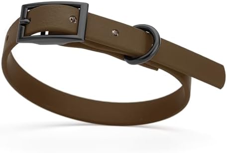 Dogline Biothane Waterproof Dog Collar Strong Coated Nylon Webbing with Black Hardware Odor- Proof for Easy Care Easy to Clean High Performance Fits Small Medium or Large Dogs, Dark Chocolate Brown