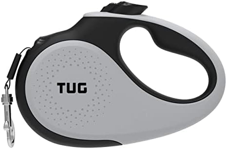 TUG 360° Tangle-Free Retractable Dog Leash with Waste Bag Dispenser (Large, Grey)