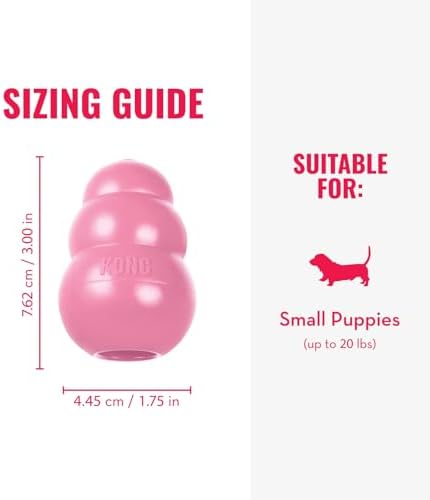 KONG - Puppy Toy Natural Teething Rubber - Fun to Chew, Chase and Fetch - for Small Puppies - Pink (Pack of 4)