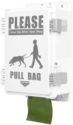 Dog Poop Bag Dispenser, Waterproof Outdoor Dog Bag Dispenser Holds Up to 8 Rolls of Waste bags, Outdoor Wall, Stake, Pole, Fence Mounted (only dispenser)