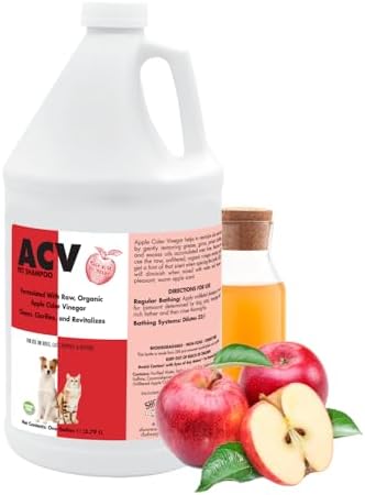 Apple Cider Vinegar Pet Shampoo 1 Gallon for Dogs & Cats | Cruelty-Free | Biodegradable and Non-Toxic | Made in The USA