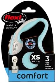 Flexi New Comfort Tape Grey & Light Blue Extra Small 3m Retractable Dog Leash/Lead for Dogs up to 12kg/26lbs