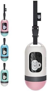 SVD.PET Dog Poop Bag Dispenser, Retractable Poop Bag Holder, White/Pink