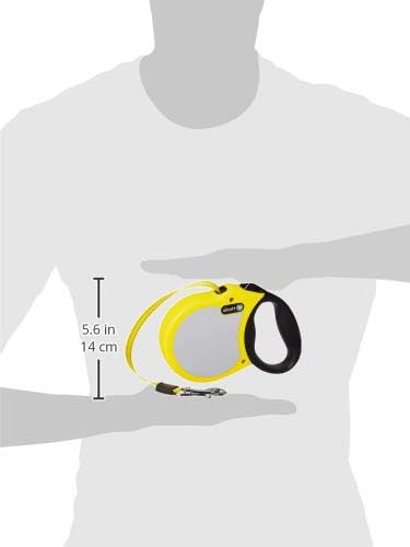 Alcott Visibility Retractable Reflective Belt Leash, 16' Long, Medium for Dogs Up to 65 lbs., Neon Yellow with Reflective Accents