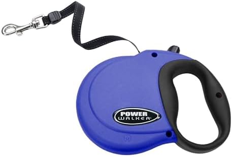 Coastal Pet Power Walker Dog Retractable Leash - Reflective Dog Leash - Stop-and-Release Control Button - Comfort Grip Handle - Blue - Large