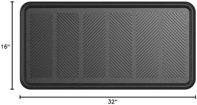 Ottomanson Indoor/Outdoor Boot Tray Non-Slip Rubber 16" x 32" Modern Entryway Mat for Entryway, Patio, Backyard, Garage, 16" x 32", Black