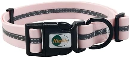 Nimble Reflective Waterproof Dog Collar Adjustable Odor Resistant Easy Clean Pet Collar for Small Medium Large Dogs Night Walking Outdoor Rainy Use (Light Pink, Medium (11.81”-18.5”inches))