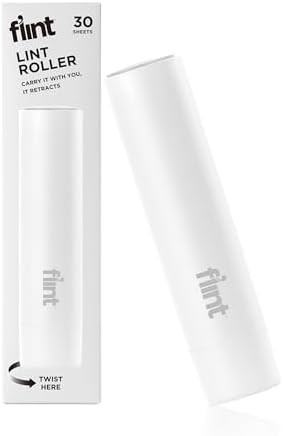 Flint Classic White Retractable Mini Lint Roller with 30 Extra Sticky Sheets, Small and Portable Lint Roller, Ideal Pet Hair Remover, Travel Lint Rollers for pet Hair Extra Sticky