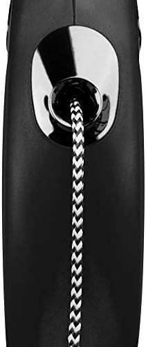 FLEXI New Classic Cord Retractable Dog Leash for Medium Dogs Upto 44 lbs. – 26 ft., Black | Tangle Free Pet Walking Leash with One-Handed Brake, Pause, Lock|German Quality Product