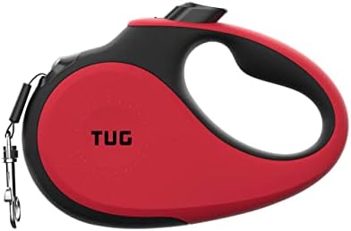 TUG 360° Tangle-Free Retractable Dog Leash with Waste Bag Dispenser (Medium, Red)